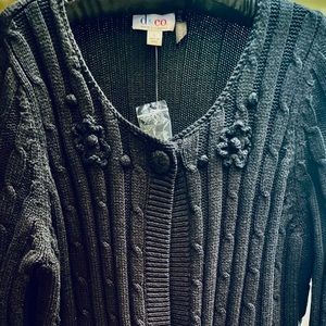 D & Co (Denim and Company) black cotton knit cardigan sweater NWT❣️